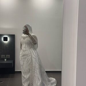 Elegant White Beaded Dress